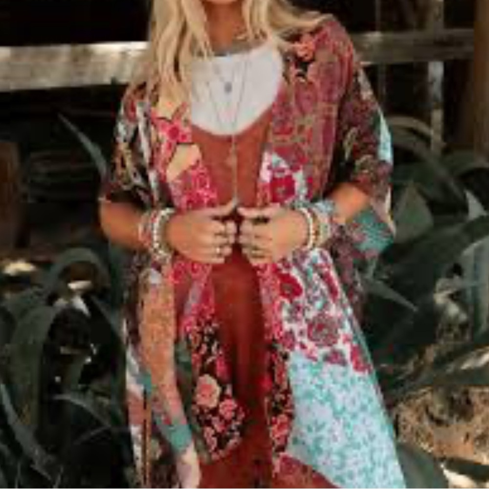 💕Three Bird Nest Floral Multicolor Kimono 332